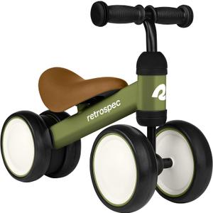 Retrospec Cricket Baby Balance Bike, 4-Wheel Ride-On Toy for Ages 12-24 Months  First Bike & Toddler Bike for 1 Year Old Boys & Girls, First Birthday Gift (Olive Drab)
