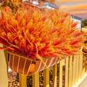 Artificial Fall Flowers for Outdoors 20 Bundles Faux Lavender UV Resistant Fake Monkey Grass Plants Plastic Autumn Mums for Indoor Outside Planter Porch Garden Window Box Decorations (Orange)