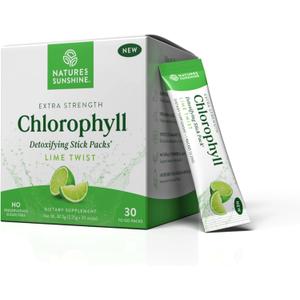 Nature's Sunshine Chlorophyll Stick Packs: Supercharge Your Detox and Boost Gut Health in Convenient, Delicious Stick Packs (Lime Twist)