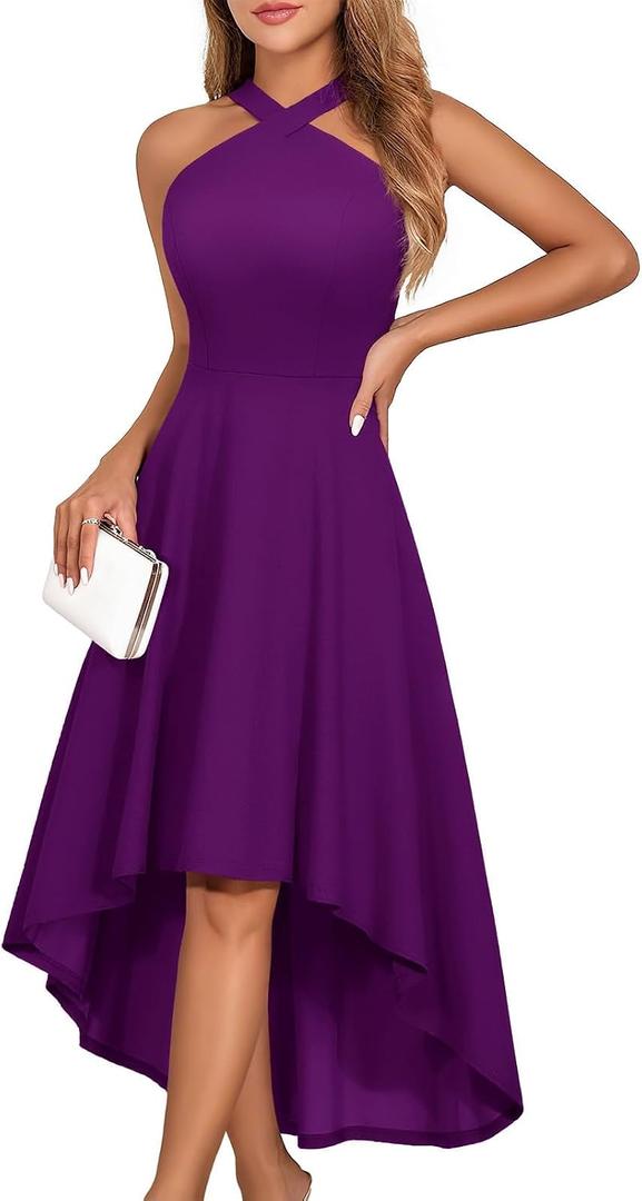 DRESSTELLS Formal Cocktail Dresses for Women, Wedding Guest Halter High Low Valentine Dress 2026