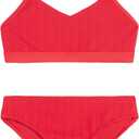 Kanu Surf Girls' Willow V-Neck Bikini Beach Sport 2-Piece Swimsuit (8, Ruched Solid Red)