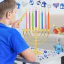 The Dreidel Company 135 Hanukkah Menorah Candles, Crayon Design, for All 8 Nights of Chanukah, Multicolored Bulk Family Pack