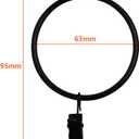 30 Pack Strong Iron Metal Curtain Rings with Clips 2.5 Inch Diameter, Decorative Drapery Rustproof Curtain Rod Clip Ring, Durable Vintage Drapery Hooks with Clips (30PCS Black)