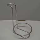 MyGift White Ceramic Ladle Holder Spoon Rest, Upright Single Cooking Utensil Holder, Vertical Drip Catcher Dish with Stainless Steel Stand for Kitchen Counter