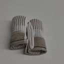 Pidada Hand Towels Set of 2 100% Cotton Striped Pattern Absorbent Soft Decorative Towel for Bathroom 13.4 x 29.1 Inch (Gray Brown)