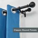 Double Curtain Rods 48 to 84 Inch, Matte Black, Decorative With Round Finials for Window, 1-Inch Front and 5/8 Inch Back Rod