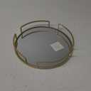 Home Details Rounded Mirrored Vanity Tray | Dimensions : 12.99" L x 12.99" W x 2.05" H | Glass Base | Great for Cosmetics | Jewelry | Toiletries | Organization | Stain Gold (Satin Gold)