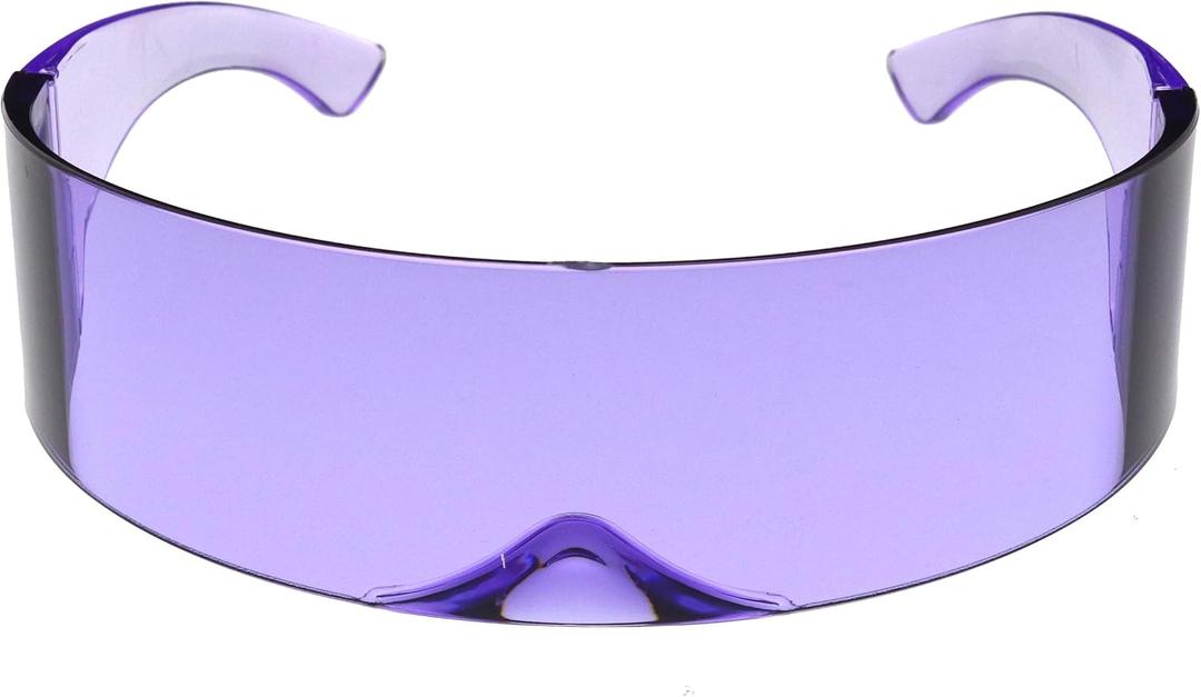 zeroUV - 80s Futuristic Cyclops Cyberpunk Visor Sunglasses with Semi Translucent Mirrored Lens Shield Sunglasses (C14 | Purple)