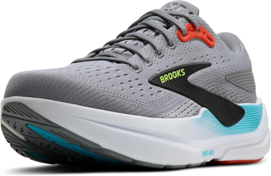 Brooks Mens Ghost Max 3 Neutral Running & Walking Shoe (9, Primer Grey/Antarctica/Red)