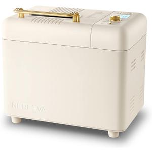 Neretva Bread Machine, 2.2LB 15-in-1 Bread Maker, Dual Heater Breadmaker Machine with Auto Nut Dispenser & Nonstick Ceramic Pan, Bread Maker Machine for Gluten Free, Dough Maker, Sourdough, Yogurt 