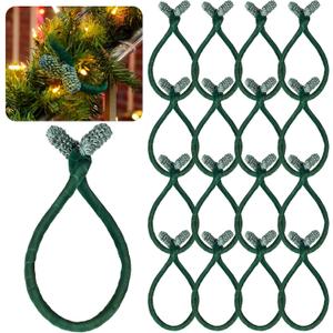 Jutom 16 Pcs 20 Inches Christmas Velvet Garland Ties Decorative Banister Twist Ties Reusable and Flexible for Xmas Light Banisters Home Stairways Railings Decoration