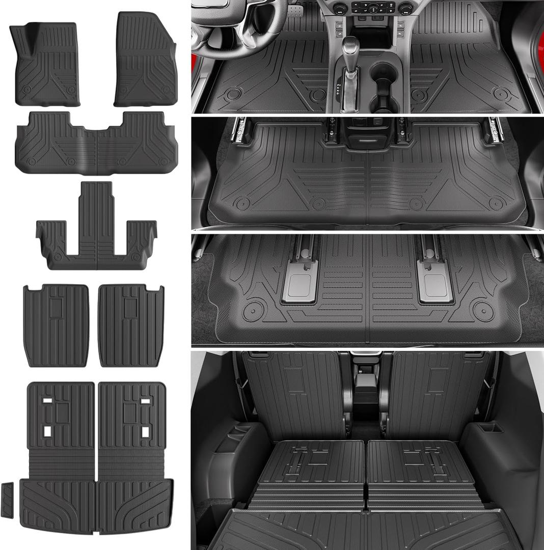 6 Seats Floor Mat Cargo Mat Compatible with 2017-2023 GMC Acadia TPE Cargo Liner Trunk Floor Liner Backrest Protection Replacement for 2017-2023 GMC Acadia Accessories