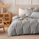 Linen Duvet Cover Queen Size - Soft Breathable Cotton Linen Blend, 3-Pieces Bedding Set with 2 Pillowcases, Stonewashed Texture, All-Season Comfort