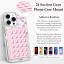 Galundge 2 Pack Silicone Suction Phone Case Mount, Non Slip Sticky Grip, Silicon Adhesive Suction Cup Mount, Strong Grip Holder for Selfies and Videos (LightPink&Translucent)
