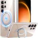 TORRAS Clear Strong Magnetic for Galaxy S25 Ultra Case [18N Mighty Magnetic] Ring Stand, [12FT Mil-Grade Drop Tested] Shockproof Translucent Slim Protective Phone Case for S25 Ultra, Crystal Clear