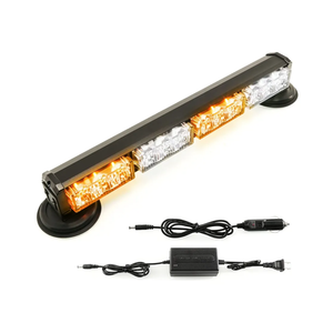 BooYu 14.8" Battery Powered Emergency Strobe Lights Bar for Truck Vehicle Trailer Rechargeable Roadside Wireless Rooftop Mini Hazard Flashing LED Beacon Warning Light w/Magnetic Base (Amber/White)