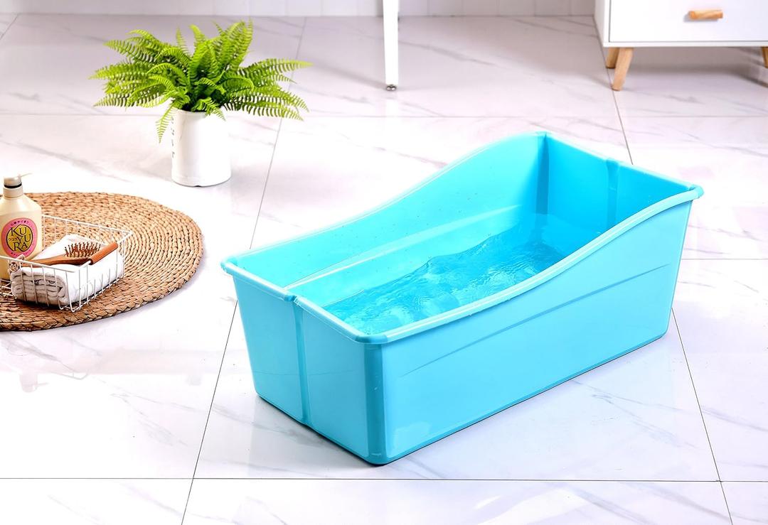 G Ganen Plastic Foldable Bathtub for Shower Portable Ice Bath Tub Blue 30Inch G Ganen Plastic Foldable Bathtub for Shower Portable Ice Bath Tub Blue 30Inch