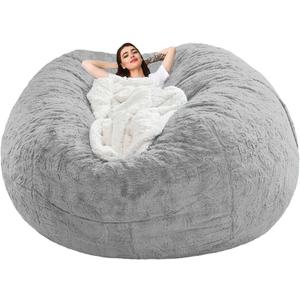Halatua Bean Bag Sofa Cover (Light Gray, 6FT(D153*H65cm) ONLY Cover)