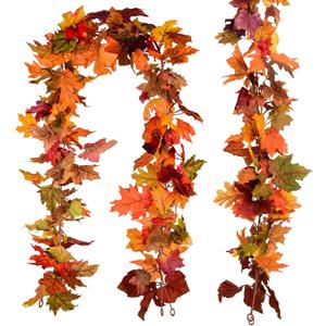 Lvydec 4 Pack Fall Maple Garland - 5.9ft/Strand Artificial Fall Foliage Garland Realistic Maple Leaves Autumn Decor for Home Wedding Halloween Thanksgiving Party (Mixed Color)