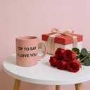 2 x Cute Coffee Mug I Love You 16oz Pink, Valentine's Day Gifts Anniversary Day Gifts- Birthday, Christmas, Wedding, Valentines Gift for Her, Women, Girlfriend, Wife, Fiancee