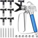 Airless Paint Sprayer Gun, 14 Pcs Kit With 6 Reversible Spray Tips, 6 Filters & Nozzle Seat for Spraying Machine (211 313 415 515 517 623)