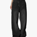 EMMIOL Women Baggy Jeans Mid-Low Waist Boyfriend Streetwear Vintage Jeans Wide Leg Denim Pants XS