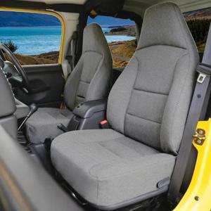 Front Seat Covers for Jeep Wrangler TJ 1997 1998 1999 2000 2001 2002, Durable Automotive Interior Protection with Enhanced Padding - Gray