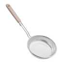 Culinary Elements  Stainless Steel Deep Frying Oil Strainer, Potato Chips Pasta Noodle oil Strainer Net Basket Tong with Wooden Handle