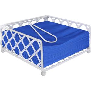 Blue Donuts Lattice Collection Napkin Holder  Napkin Holders for Tables, Dining Table Napkin Holders for Kitchen, Flat Napkin Holder, White