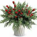 60Pcs Christmas Decorations-11.8'' Artificial Pine Branches with 7.9'' Red Berry Stems, Christmas Decor Faux Pine Greenery Stems, Christmas Tree Decorations & Christmas Picks for Indoor Outdoor