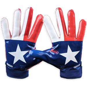 Battle Sports Back of Hand Wide Receiver Football Gloves, Ultra-Tack Sticky & Grip, No Slip - Adult & Youth (Adult XX-Large, Texas Flag)