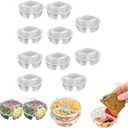10 Pcs 3 Compartment Condiment Containers with Lids, Reusable Double Compartment Plastic Snack Containers, Grab and Go Snack Containers, for to-go Sauce, Travel Snack (10pcs)