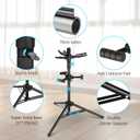 GUITTO Triple Guitar Stand - Heavy Duty 3 Guitar Stand for Acoustic/Electric/Bass/Banjos, Auto-Lock Folding Design, Non-Slip Base & Anti-Rust - Portable for Stage/Travel/Studio GGS-06T