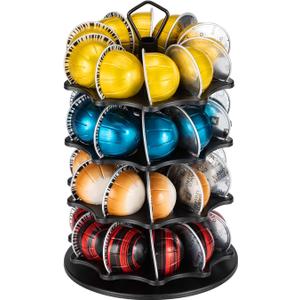 FlagShip 4 Tier Coffee Pod Holder Carousel for Vertuo Pod Storage Organizer (40 Pods Capacity)