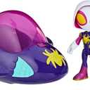 Spidey and His Amazing Friends Web-Spinners Ghost-Spider with Glide Spinner, Car Playset with Vehicle, 4-Inch Scale Marvel Action Figure and Accessory, Toy Cars for Kids 3 and Up