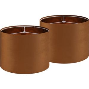 GO&SO Burnt Orange Velvet Drum Lamp Shades Set of 2 Medium, Replacement Lamp Shade 13" Top x 13" Bottom x 10" High(Spider)- Modern Fabric Lampshade for Table Lamp,Floor Lamps -Assembly Require