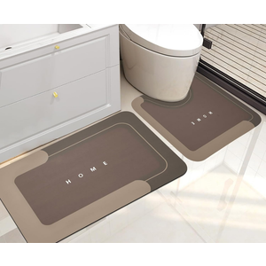 Housego 2PCS Absorbent Bath Mat Magic Rug Sets, Quick Drying Bath Mat Non-Slip Floor Rug Rubber Backed for Bathroom Kitchen Shower Sink, Water Absorbent (19.7''x23.6''+19.7''x31.9'', Brown)