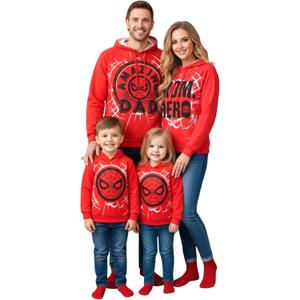 Disney Mickey and Friends Family Matching Christmas Hooded Sweatshirt Casual Mickey Snow Pattern Long Sleeve Pullover Hoodies (Large, Red Spiderman)