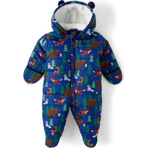 The Children's Place unisex-baby And Newborn Fleece Hoodie Zip Front Bunting Snowsuit (0-3 Months, Galactic)