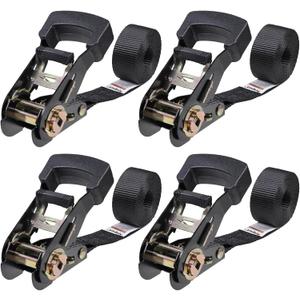 Ayaport Endless Ratchet Straps (No Hooks) 1" x 4' Heavy Duty Small Ratchet Tie Down Straps 1860lbs Break Strength Black Tie Downs for Cargo, Truck Bed, Motorcycle, 4Pcs