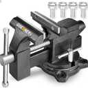Bench Vise 4-1/2", Vice for Workbench with Heavy Duty Forged Steel Construction, Built-in Pipe Jaw, Swivel Base Table Vise for Woodworking, Home Workshop Use and DIY Jobs