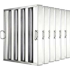 Commercial Range Hood Baffle Filters 19.5 x 19.5 Inch, 430 Stainless Steel Grease Filters for Restaurant Exhaust Hoods, Dishwasher Safe, 6 Pack