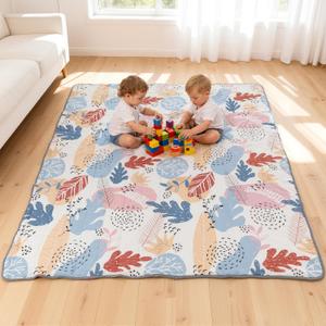 71"59" Baby Play Mat, Premium Thicker Foam Floor Mat, Bohemian Non-Slip for Infants & Toddlers, Foldable Machine Washable Crawling Mat