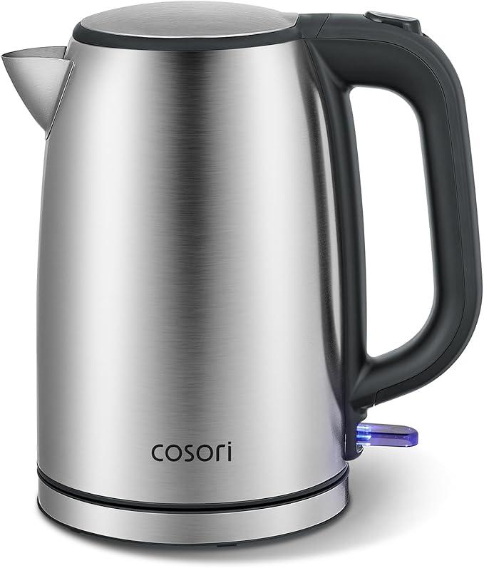 COSORI Electric Kettle, PlasticFree Interior, 2 Lid Opening Angles, Easy to Clean, Automatic Shut Off & BoilDry Protection, Stainless Steel Tea Kettle, Hot Water Boiler & Heater, 1.7L, 1500W