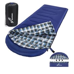 Sportneer 0 Degree Sleeping Bag for Cold Weather, XL Winter Sleeping Bag for Adults, Flannel Lined Camping Sleeping Bag, 32°F–59°F Rated, 87" x 33.5", 4.4 lbs, Detachable Hood, Compression Sack