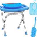 Upgraded Folding Shower Chair, Stainless Steel Foldable Shower Seat for Inside Bathtub, Lightweight & Portable Travel Shower Stool, Anti-Slip Feet Bath Chair for Elderly, Disabled, Injured
