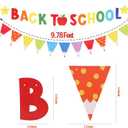 25 PCS Welcome Back to School Banner - Happy 9.78 Feet Pennant Sign Reusable Classroom Decoration with Vibrant Colors & Durable Material for First Day Kindergarten Preschool Party