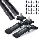 Aluminum 2pk 48" T-Track for Woodworking with 2pk Hold-Down Clamps-Woodworking and Clamps-Fine Sandblast Black Anodized