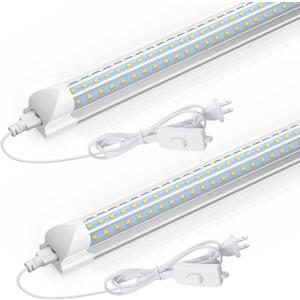 CNSUNWAY 2FT LED Shop Light, 24W 5000K 3600LM Super Bright, Utility T8 LED Light Fixture, D Shape, High Output, Linkable Shop Lights Tubes for Room, Garage, Workbench, Plug and Play, 2 Pack