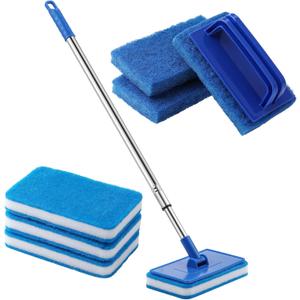 6 Pcs Small Pool Scrub Hand Held Brush 5.5 x 3.15in Surface Scrubbing Scouring Sponge Pad Swimming Pool Cleaning Brush Scrub Sponges for Tile Grout Walls Spas Kitchen Bathroom Tub